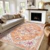 imageSmiry 8x10 Area Rugs for Living Room Boho Chic Style Printed Rugs Low Pile NonShedding Easy Care Machine Washable Lightweight Floor Carpets Rugs for Bedroom Dining Room Home Office OrangeOrange
