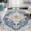imageSmiry 8x10 Area Rugs for Living Room Boho Chic Style Printed Rugs Low Pile NonShedding Easy Care Machine Washable Lightweight Floor Carpets Rugs for Bedroom Dining Room Home Office OrangeBlue