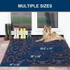 imageSmiry Front Door Mat Indoor Outdoor Entrance Heavy Duty Natural Rubber Sturdy Trap Dirt Moisture Doormat and Easy Clean Low Profile Patio Porch Entryway Mat 295x17 Inch BrownGeometricNavy BlueWelcome