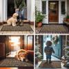 imageSmiry Front Door Mat Indoor Outdoor Entrance Heavy Duty Natural Rubber Sturdy Trap Dirt Moisture Doormat and Easy Clean Low Profile Patio Porch Entryway Mat 295x17 Inch BrownGeometricBrownWelcome