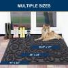 imageSmiry Front Door Mat Indoor Outdoor Entrance Heavy Duty Natural Rubber Sturdy Trap Dirt Moisture Doormat and Easy Clean Low Profile Patio Porch Entryway Mat 295x17 Inch BrownGeometricGreyWelcome