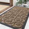 imageSmiry Front Door Mat Indoor Outdoor Entrance Heavy Duty Natural Rubber Sturdy Trap Dirt Moisture Doormat and Easy Clean Low Profile Patio Porch Entryway Mat 295x17 Inch BrownGeometricBrownWelcome