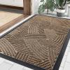 imageSmiry Front Door Mat Indoor Outdoor Entrance Heavy Duty Natural Rubber Sturdy Trap Dirt Moisture Doormat and Easy Clean Low Profile Patio Porch Entryway Mat 295x17 Inch BrownGeometricBrownGeometric