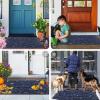 imageSmiry Front Door Mat Indoor Outdoor Entrance Heavy Duty Natural Rubber Sturdy Trap Dirt Moisture Doormat and Easy Clean Low Profile Patio Porch Entryway Mat 295x17 Inch BrownGeometricNavy BlueWelcome