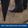 imageSmiry Front Door Mat Indoor Outdoor Entrance Heavy Duty Natural Rubber Sturdy Trap Dirt Moisture Doormat and Easy Clean Low Profile Patio Porch Entryway Mat 295x17 Inch BrownGeometricBrownGeometric