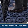 imageSmiry Front Door Mat Indoor Outdoor Entrance Heavy Duty Natural Rubber Sturdy Trap Dirt Moisture Doormat and Easy Clean Low Profile Patio Porch Entryway Mat 295x17 Inch BrownGeometricNavy BlueWelcome