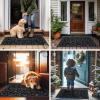 imageSmiry Front Door Mat Indoor Outdoor Entrance Heavy Duty Natural Rubber Sturdy Trap Dirt Moisture Doormat and Easy Clean Low Profile Patio Porch Entryway Mat 295x17 Inch BrownGeometricBlackWelcome