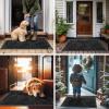 imageSmiry Front Door Mat Indoor Outdoor Entrance Heavy Duty Natural Rubber Sturdy Trap Dirt Moisture Doormat and Easy Clean Low Profile Patio Porch Entryway Mat 295x17 Inch BrownGeometricBlackGeometric