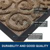 imageSmiry Front Door Mat Indoor Outdoor Entrance Heavy Duty Natural Rubber Sturdy Trap Dirt Moisture Doormat and Easy Clean Low Profile Patio Porch Entryway Mat 295x17 Inch BrownGeometricBrownWelcome