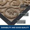 imageSmiry Front Door Mat Indoor Outdoor Entrance Heavy Duty Natural Rubber Sturdy Trap Dirt Moisture Doormat and Easy Clean Low Profile Patio Porch Entryway Mat 295x17 Inch BrownGeometricBrownWelcome