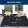 imageSmiry Front Door Mat Indoor Outdoor Entrance Heavy Duty Natural Rubber Sturdy Trap Dirt Moisture Doormat and Easy Clean Low Profile Patio Porch Entryway Mat 295x17 Inch BrownGeometricBlackWelcome