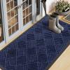 imageSmiry Front Door Mat Outside Entrance Heavy Duty Outdoor Indoor Natural Rubber Doormat Non Slip Trap Dirt and Moisture Easy Clean Low Profile Patio Porch Entryway Mat 295x17 GreyNavy Blue