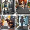 imageSmiry Front Door Mat Outside Entrance Heavy Duty Outdoor Indoor Natural Rubber Doormat Non Slip Trap Dirt and Moisture Easy Clean Low Profile Patio Porch Entryway Mat 295x17 GreyMix Black