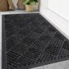 imageSmiry Front Door Mat Outside Entrance Heavy Duty Outdoor Indoor Natural Rubber Doormat Non Slip Trap Dirt and Moisture Easy Clean Low Profile Patio Porch Entryway Mat 295x17 GreyBlack