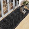 imageSmiry Front Door Mat Outside Entrance Heavy Duty Outdoor Indoor Natural Rubber Doormat Non Slip Trap Dirt and Moisture Easy Clean Low Profile Patio Porch Entryway Mat 295x17 GreyBlack