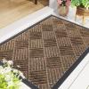 imageSmiry Front Door Mat Outside Entrance Heavy Duty Outdoor Indoor Natural Rubber Doormat Non Slip Trap Dirt and Moisture Easy Clean Low Profile Patio Porch Entryway Mat 295x17 GreyBrown