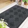 imageSmiry Front Door Mat Outside Entrance Heavy Duty Outdoor Indoor Natural Rubber Doormat Non Slip Trap Dirt and Moisture Easy Clean Low Profile Patio Porch Entryway Mat 295x17 GreyDark Grey