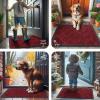 imageSmiry Front Door Mat Outside Entrance Heavy Duty Outdoor Indoor Natural Rubber Doormat Non Slip Trap Dirt and Moisture Easy Clean Low Profile Patio Porch Entryway Mat 295x17 GreyWine Red