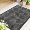 imageSmiry Front Door Mat Outside Entrance Heavy Duty Outdoor Indoor Natural Rubber Doormat Non Slip Trap Dirt and Moisture Easy Clean Low Profile Patio Porch Entryway Mat 295x17 GreyMix Black
