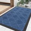 imageSmiry Front Door Mat Outside Entrance Heavy Duty Outdoor Indoor Natural Rubber Doormat Non Slip Trap Dirt and Moisture Easy Clean Low Profile Patio Porch Entryway Mat 295x17 GreyBlue
