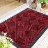 imageSmiry Front Door Mat Outside Entrance Heavy Duty Outdoor Indoor Natural Rubber Doormat Non Slip Trap Dirt and Moisture Easy Clean Low Profile Patio Porch Entryway Mat 295x17 GreyWine Red