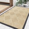 imageSmiry Front Door Mat Outside Entrance Heavy Duty Outdoor Indoor Natural Rubber Doormat Non Slip Trap Dirt and Moisture Easy Clean Low Profile Patio Porch Entryway Mat 295x17 GreyBeige