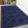 imageSmiry Front Door Mat Outside Entrance Heavy Duty Outdoor Indoor Natural Rubber Doormat Non Slip Trap Dirt and Moisture Easy Clean Low Profile Patio Porch Entryway Mat 295x17 GreyNavy Blue