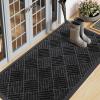 imageSmiry Front Door Mat Outside Entrance Heavy Duty Outdoor Indoor Natural Rubber Doormat Non Slip Trap Dirt and Moisture Easy Clean Low Profile Patio Porch Entryway Mat 295x17 GreyBlack