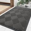imageSmiry Front Door Mat Outside Entrance Heavy Duty Outdoor Indoor Natural Rubber Doormat Non Slip Trap Dirt and Moisture Easy Clean Low Profile Patio Porch Entryway Mat 295x17 GreyGrey