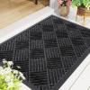 imageSmiry Front Door Mat Outside Entrance Heavy Duty Outdoor Indoor Natural Rubber Doormat Non Slip Trap Dirt and Moisture Easy Clean Low Profile Patio Porch Entryway Mat 295x17 GreyBlack