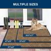 imageSmiry Front Door Mat Outside Entrance Heavy Duty Outdoor Indoor Natural Rubber Doormat Non Slip Trap Dirt and Moisture Easy Clean Low Profile Patio Porch Entryway Mat 295x17 GreyCoffee