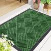 imageSmiry Front Door Mat Outside Entrance Heavy Duty Outdoor Indoor Natural Rubber Doormat Non Slip Trap Dirt and Moisture Easy Clean Low Profile Patio Porch Entryway Mat 295x17 GreyGreen