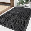 imageSmiry Front Door Mat Outside Entrance Heavy Duty Outdoor Indoor Natural Rubber Doormat Non Slip Trap Dirt and Moisture Easy Clean Low Profile Patio Porch Entryway Mat 295x17 GreyBlack