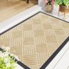 imageSmiry Front Door Mat Outside Entrance Heavy Duty Outdoor Indoor Natural Rubber Doormat Non Slip Trap Dirt and Moisture Easy Clean Low Profile Patio Porch Entryway Mat 295x17 GreyBeige