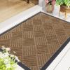 imageSmiry Front Door Mat Outside Entrance Heavy Duty Outdoor Indoor Natural Rubber Doormat Non Slip Trap Dirt and Moisture Easy Clean Low Profile Patio Porch Entryway Mat 295x17 GreyCoffee