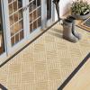 imageSmiry Front Door Mat Outside Entrance Heavy Duty Outdoor Indoor Natural Rubber Doormat Non Slip Trap Dirt and Moisture Easy Clean Low Profile Patio Porch Entryway Mat 295x17 GreyBeige