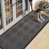 imageSmiry Front Door Mat Outside Entrance Heavy Duty Outdoor Indoor Natural Rubber Doormat Non Slip Trap Dirt and Moisture Easy Clean Low Profile Patio Porch Entryway Mat 295x17 GreyGrey