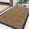 imageSmiry Front Door Mat Outside Entrance Heavy Duty Outdoor Indoor Natural Rubber Doormat Non Slip Trap Dirt and Moisture Easy Clean Low Profile Patio Porch Entryway Mat 295x17 GreyCoffee