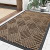 imageSmiry Front Door Mat Outside Entrance Heavy Duty Outdoor Indoor Natural Rubber Doormat Non Slip Trap Dirt and Moisture Easy Clean Low Profile Patio Porch Entryway Mat 295x17 GreyBrown