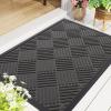 imageSmiry Front Door Mat Outside Entrance Heavy Duty Outdoor Indoor Natural Rubber Doormat Non Slip Trap Dirt and Moisture Easy Clean Low Profile Patio Porch Entryway Mat 295x17 GreyGrey