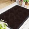 imageSmiry Front Door Mat Outside Entrance Heavy Duty Outdoor Indoor Natural Rubber Doormat Non Slip Trap Dirt and Moisture Easy Clean Low Profile Patio Porch Entryway Mat 295x17 GreyPure Brown