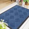 imageSmiry Front Door Mat Outside Entrance Heavy Duty Outdoor Indoor Natural Rubber Doormat Non Slip Trap Dirt and Moisture Easy Clean Low Profile Patio Porch Entryway Mat 295x17 GreyBlue