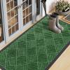 imageSmiry Front Door Mat Outside Entrance Heavy Duty Outdoor Indoor Natural Rubber Doormat Non Slip Trap Dirt and Moisture Easy Clean Low Profile Patio Porch Entryway Mat 295x17 GreyGreen