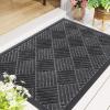 imageSmiry Front Door Mat Outside Entrance Heavy Duty Outdoor Indoor Natural Rubber Doormat Non Slip Trap Dirt and Moisture Easy Clean Low Profile Patio Porch Entryway Mat 295x17 GreyLight Grey