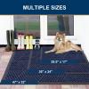 imageSmiry Front Door Mat Outside Entrance Heavy Duty Sturdy Natural Rubber Doormat Trap Dirt and Moisture Easy Clean Low Profile Welcome Floor Mats for Indoor Outdoor Entry 295x17 Inch BrownNavy Blue