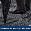 imageSmiry Front Door Mat Outside Entrance Heavy Duty Sturdy Natural Rubber Doormat Trap Dirt and Moisture Easy Clean Low Profile Welcome Floor Mats for Indoor Outdoor Entry 295x17 Inch BrownSilver Grey