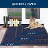 imageSmiry Front Door Mat Outside Entrance Heavy Duty Sturdy Natural Rubber Doormat Trap Dirt and Moisture Easy Clean Low Profile Welcome Floor Mats for Indoor Outdoor Entry 295x17 Inch BrownNavy Blue