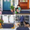 imageSmiry Front Door Mat Outside Entrance Heavy Duty Sturdy Natural Rubber Doormat Trap Dirt and Moisture Easy Clean Low Profile Welcome Floor Mats for Indoor Outdoor Entry 295x17 Inch BrownNavy Blue