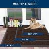 imageSmiry Front Door Mat Outside Entrance Heavy Duty Sturdy Natural Rubber Doormat Trap Dirt and Moisture Easy Clean Low Profile Welcome Floor Mats for Indoor Outdoor Entry 295x17 Inch BrownDark Brown