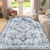 imageSmiry 4x6 Area Rugs for Living Room Machine Washable Non Slip Vintage Retro Rugs Low Pile Lightweight Boho Floral Printed Floor Carpets Rugs for Bedroom Dining Room Home Office BeigeGrey